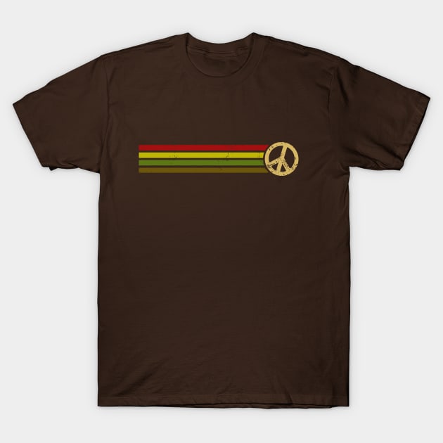 RETRO PEACE STRIPES - Camo & Red T-Shirt by Jitterfly